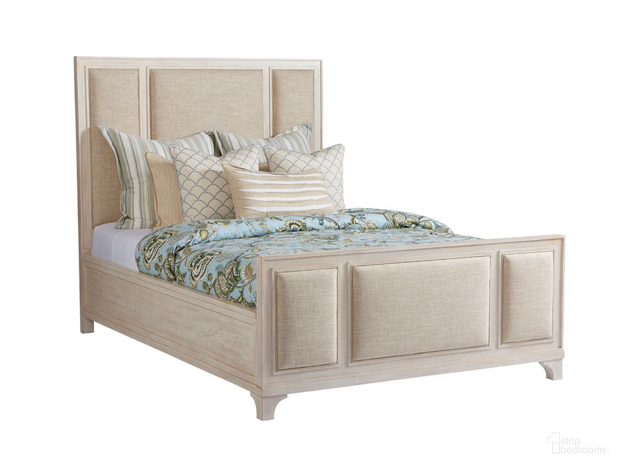 The appearance of Newport Sandstone and Sailcloth Crystal Cove Cal. King Upholstered Panel Bed By Barclay Butera designed by Barclay Butera in the transitional interior design. This cream piece of furniture  was selected by 1StopBedrooms from Newport Collection to add a touch of cosiness and style into your home. Sku: 01-0921-135C. Bed Type: Panel Bed. Material: Wood. Product Type: Panel Bed. Bed Size: California King.