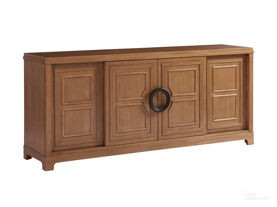 The appearance of Newport Sandstone Leeward Media Console By Barclay Butera designed by Barclay Butera in the transitional interior design. This brown piece of furniture  was selected by 1StopBedrooms from Newport Collection to add a touch of cosiness and style into your home. Sku: 01-0920-908. Material: Wood. Product Type: Media Console. Image1