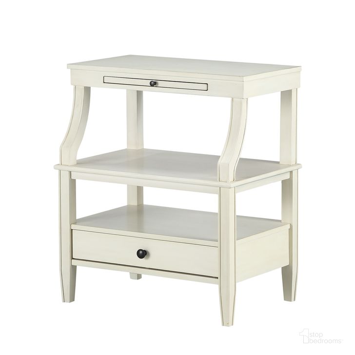 The appearance of Newton Storage Nightstand In Antique White designed by Comfort Pointe in the transitional interior design. This antique white piece of furniture  was selected by 1StopBedrooms from Newton Collection to add a touch of cosiness and style into your home. Sku: 823-10-55. Product Type: Nightstand. Material: Poplar. Image1