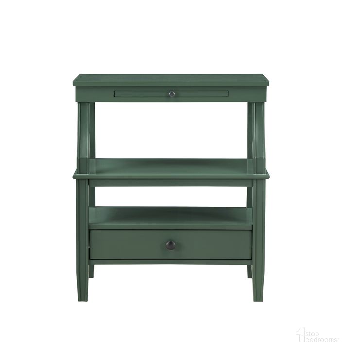 The appearance of Newton Vintage Storage Nightstand In Green designed by Comfort Pointe in the transitional interior design. This green piece of furniture  was selected by 1StopBedrooms from Newton Collection to add a touch of cosiness and style into your home. Sku: 823-10-32. Product Type: Nightstand. Material: Poplar. Image1