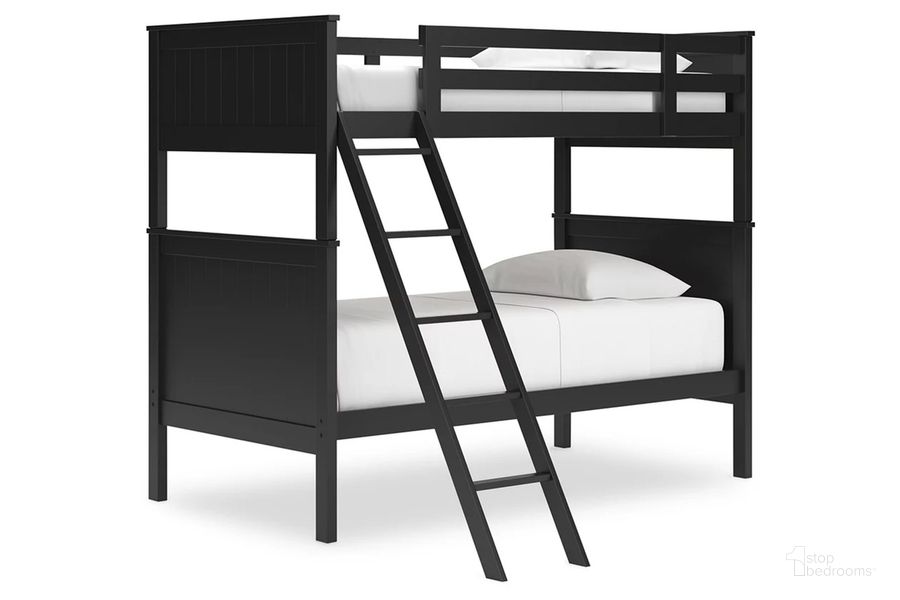 The appearance of Nextonfort Twin over Twin Bunk Bed In Black designed by Signature Design by Ashley in the transitional interior design. This black piece of furniture  was selected by 1StopBedrooms from Nextonfort Collection to add a touch of cosiness and style into your home. Sku: B396-359P;B396-359R;B396-359S. Bed Type: Bunk Bed. Product Type: Bunk Bed. Bed Size: Twin Over Twin. Image1