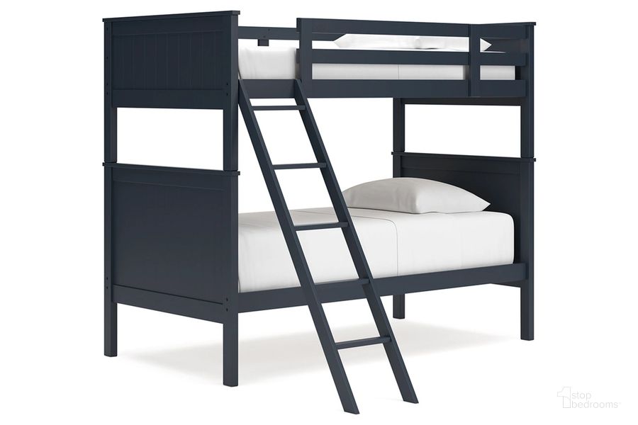 The appearance of Nextonfort Twin over Twin Bunk Bed In Blue designed by Signature Design by Ashley in the transitional interior design. This blue piece of furniture  was selected by 1StopBedrooms from Nextonfort Collection to add a touch of cosiness and style into your home. Sku: B396-159P;B396-159R;B396-159S. Bed Type: Bunk Bed. Product Type: Bunk Bed. Bed Size: Twin Over Twin. Image1