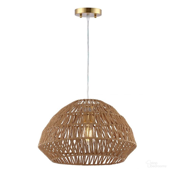 The appearance of Niamh Pendant in Natural designed by Safavieh in the coastal interior design. This natural piece of furniture  was selected by 1StopBedrooms from Niamh Collection to add a touch of cosiness and style into your home. Sku: PND4124A. Material: Rattan. Product Type: Pendant Lighting. Image1