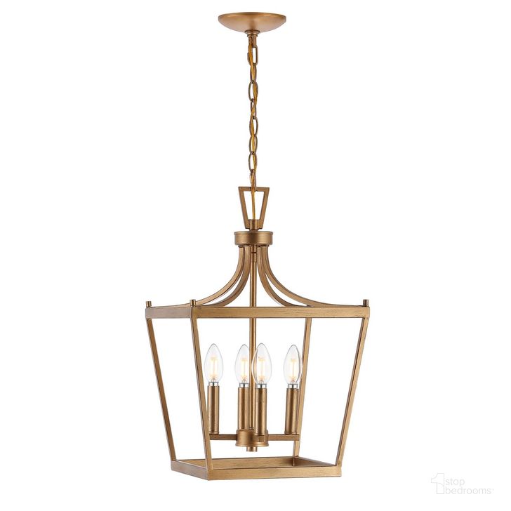 The appearance of Nichi 4Lt Pendant PND4090C designed by Safavieh in the traditional interior design. This gold piece of furniture  was selected by 1StopBedrooms from Nichi Collection to add a touch of cosiness and style into your home. Sku: PND4090C. Product Type: Pendant Lighting. Image1