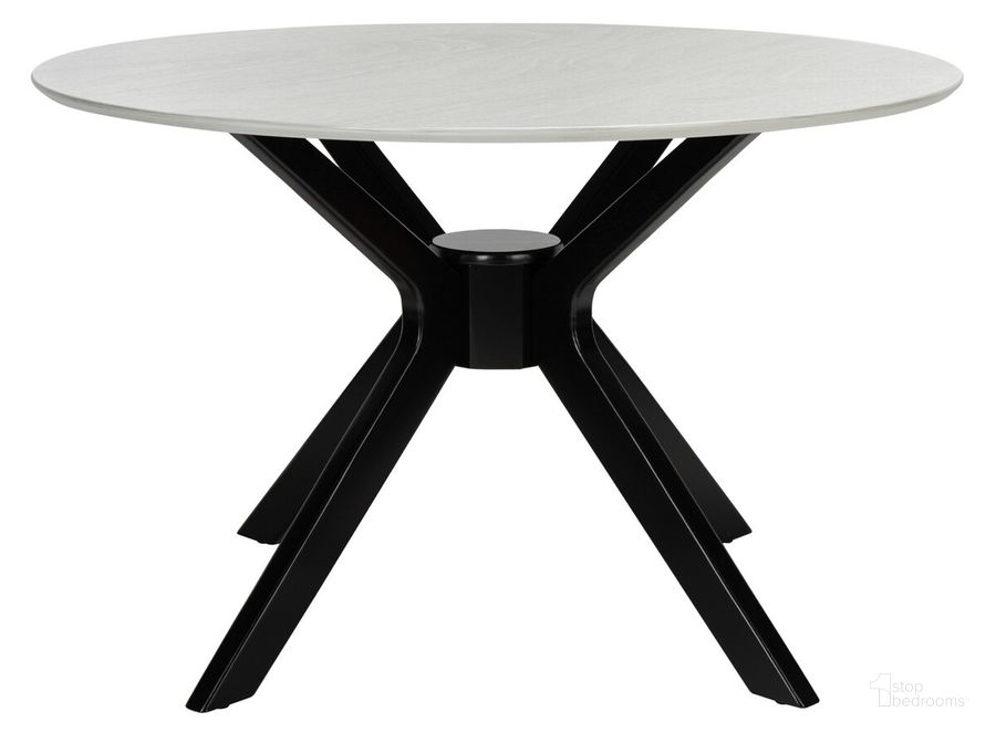 The appearance of Nicolai Round Dining Table in Dark Grey designed by Safavieh in the modern / contemporary interior design. This dark grey piece of furniture  was selected by 1StopBedrooms from Nicolai Collection to add a touch of cosiness and style into your home. Sku: DTB1405B. Table Base Style: Trestle. Table Top Shape: Round. Material: Wood. Product Type: Dining Table. Size: 47". Image1