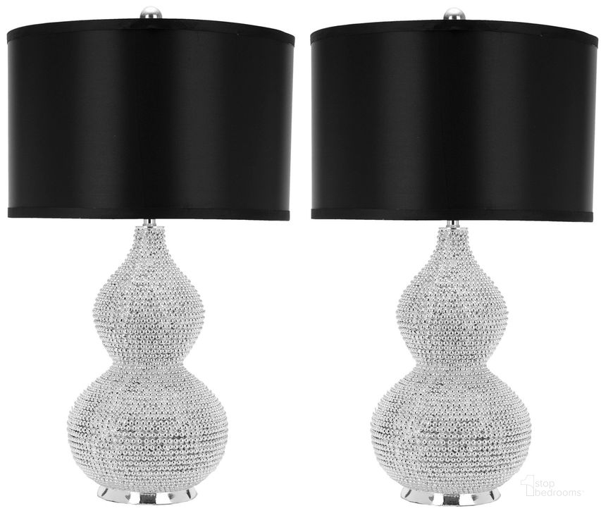 The appearance of Nicole Silver Bead Base Lamp Set of 2 designed by Safavieh in the modern / contemporary interior design. This silver and black piece of furniture  was selected by 1StopBedrooms from Nicole Collection to add a touch of cosiness and style into your home. Sku: LIT4014A-SET2. Product Type: Table Lamp. Image1