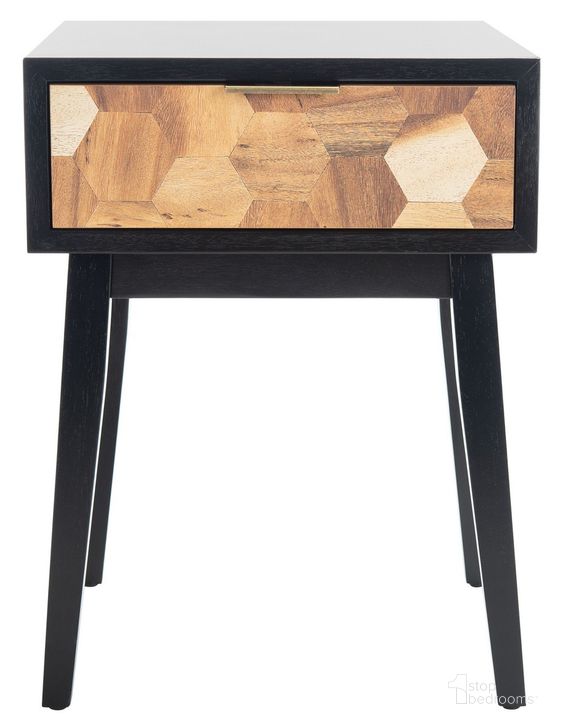 The appearance of Nilo 1 Drawer Accent Table in Black and Natural designed by Safavieh in the modern / contemporary interior design. This black and natural piece of furniture  was selected by 1StopBedrooms from Nilo Collection to add a touch of cosiness and style into your home. Sku: ACC6600B. Material: Wood. Product Type: Accent Table. Image1