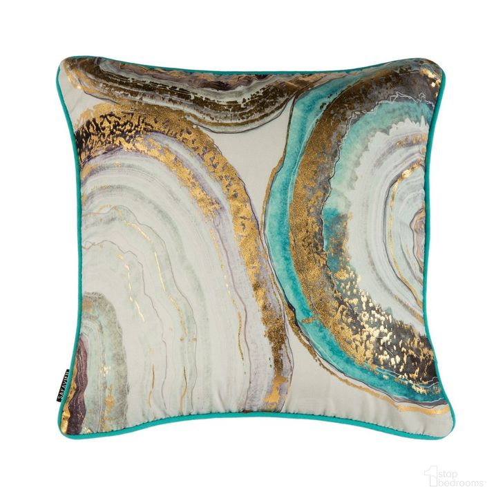 The appearance of Nima Pillow designed by Safavieh in the coastal interior design. This blue and gold piece of furniture  was selected by 1StopBedrooms from Safavieh PLS Collection to add a touch of cosiness and style into your home. Sku: PLS7013A-1818. Material: Polyester. Product Type: Pillows and Throw. Image1