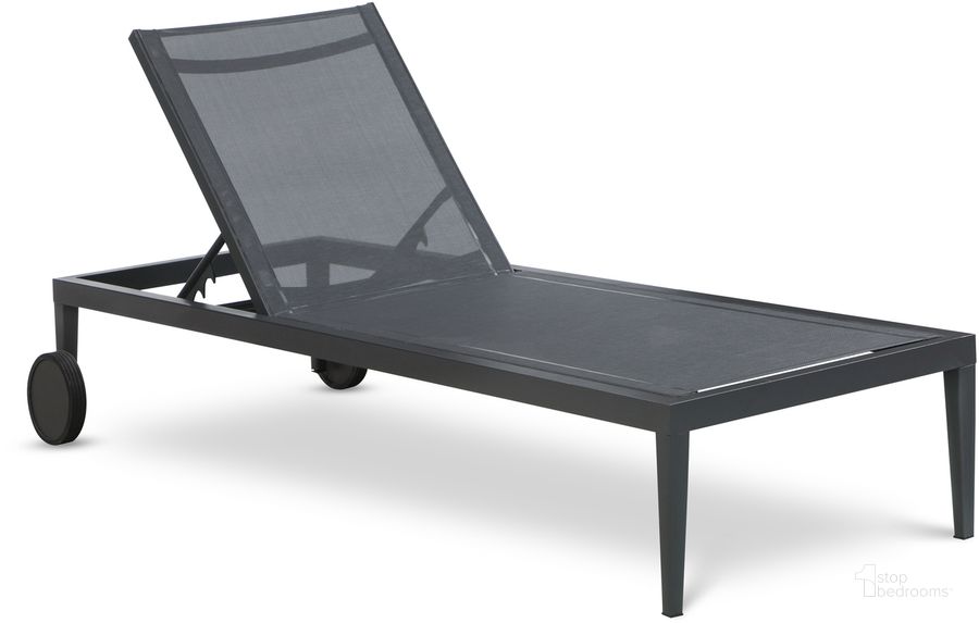 The appearance of Nizuc Mesh Water Resistant Fabric Outdoor Patio Aluminum Mesh Chaise Lounge Chair In Black designed by Meridian in the modern / contemporary interior design. This black piece of furniture  was selected by 1StopBedrooms from Nizuc Collection to add a touch of cosiness and style into your home. Sku: 374Black. Material: Aluminum. Product Type: Outdoor Chaise Lounge. Image1
