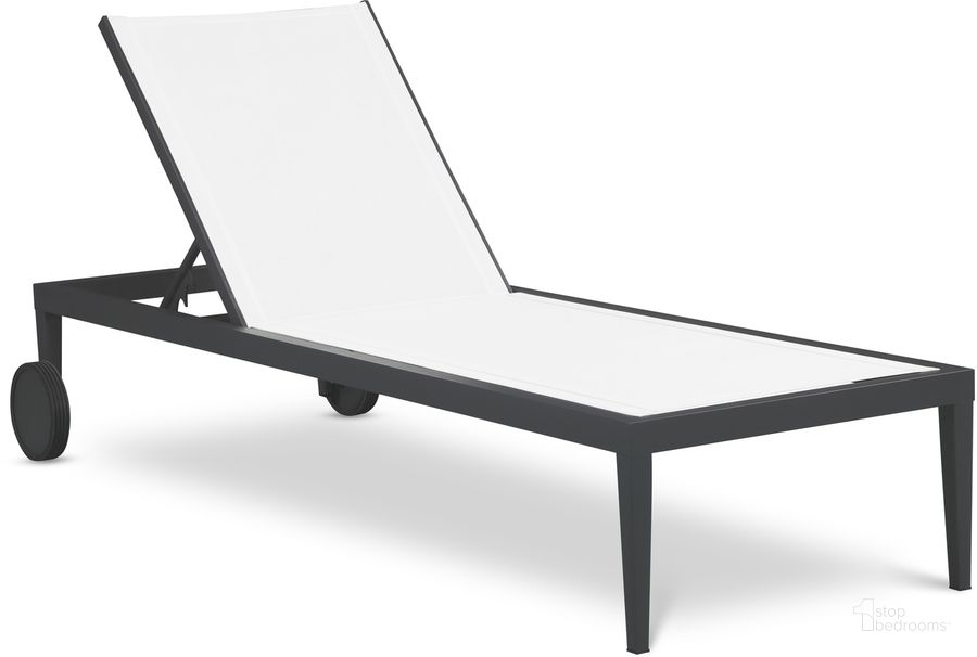 The appearance of Nizuc Mesh Water Resistant Fabric Outdoor Patio Aluminum Mesh Chaise Lounge Chair In White designed by Meridian in the modern / contemporary interior design. This white piece of furniture  was selected by 1StopBedrooms from Nizuc Collection to add a touch of cosiness and style into your home. Sku: 374White. Material: Aluminum. Product Type: Outdoor Chaise Lounge. Image1