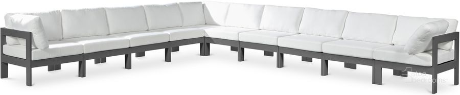The appearance of Nizuc Waterproof Fabric Outdoor Patio Modular Sectional In White designed by Meridian in the modern / contemporary interior design. This white piece of furniture  was selected by 1StopBedrooms from Nizuc Collection to add a touch of cosiness and style into your home. Sku: 376White-Sec10A-1;376White-Sec10A-2;376White-Sec10A-3;376White-Sec10A-4;376White-Sec10A-5;376White-Sec10A-6;376White-Sec10A-7;376White-Sec10A-8;376White-Sec10A-9;376White-Sec10A-10. Material: Aluminum. Product Type: Outdoor Sectional. Image1
