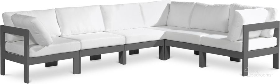 The appearance of Nizuc Waterproof Fabric Outdoor Patio Modular Sectional In White designed by Meridian in the modern / contemporary interior design. This white piece of furniture  was selected by 1StopBedrooms from Nizuc Collection to add a touch of cosiness and style into your home. Sku: 376White-Sec6A-1;376White-Sec6A-2;376White-Sec6A-3;376White-Sec6A-4;376White-Sec6A-5;376White-Sec6A-6. Material: Aluminum. Product Type: Outdoor Sectional. Image1