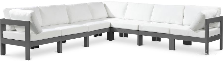 The appearance of Nizuc Waterproof Fabric Outdoor Patio Modular Sectional In White designed by Meridian in the modern / contemporary interior design. This white piece of furniture  was selected by 1StopBedrooms from Nizuc Collection to add a touch of cosiness and style into your home. Sku: 376White-Sec7B-1;376White-Sec7B-2;376White-Sec7B-3;376White-Sec7B-4;376White-Sec7B-5;376White-Sec7B-6;376White-Sec7B-7. Material: Aluminum. Product Type: Outdoor Sectional. Image1