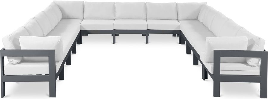 The appearance of Nizuc Waterproof Fabric Outdoor Patio Modular Sectional In White designed by Meridian in the modern / contemporary interior design. This white piece of furniture  was selected by 1StopBedrooms from Nizuc Collection to add a touch of cosiness and style into your home. Sku: 376White-Sec13A-1;376White-Sec13A-2;376White-Sec13A-3;376White-Sec13A-4;376White-Sec13A-5;376White-Sec13A-6;376White-Sec13A-7;376White-Sec13A-8;376White-Sec13A-9;376White-Sec13A-10;376White-Sec13A-11;376White-Sec13A-12;376White-Sec13A-13. Material: Aluminum. Product Type: Outdoor Sectional. Image1
