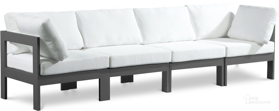 The appearance of Nizuc Water Resistant Fabric Outdoor Patio Modular Sofa In White designed by Meridian in the modern / contemporary interior design. This white piece of furniture  was selected by 1StopBedrooms from Nizuc Collection to add a touch of cosiness and style into your home. Sku: 376White-S120A-1;376White-S120A-2;376White-S120A-3;376White-S120A-4. Material: Aluminum. Product Type: Outdoor Sofa. Image1