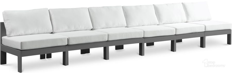 The appearance of Nizuc Waterproof Fabric Outdoor Patio Modular Sofa In White designed by Meridian in the modern / contemporary interior design. This white piece of furniture  was selected by 1StopBedrooms from Nizuc Collection to add a touch of cosiness and style into your home. Sku: 376White-S180B-1;376White-S180B-2;376White-S180B-3;376White-S180B-4;376White-S180B-5;376White-S180B-6. Material: Aluminum. Product Type: Outdoor Sofa. Image1