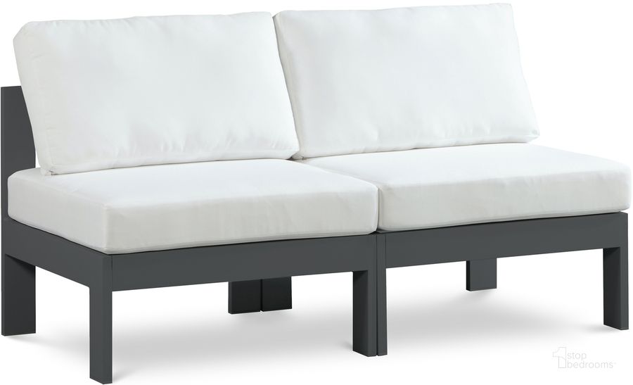 The appearance of Nizuc Water Resistant Fabric Outdoor Patio Modular Sofa In White designed by Meridian in the modern / contemporary interior design. This white piece of furniture  was selected by 1StopBedrooms from Nizuc Collection to add a touch of cosiness and style into your home. Sku: 376White-S60B-1;376White-S60B-2. Material: Aluminum. Product Type: Outdoor Sofa. Image1