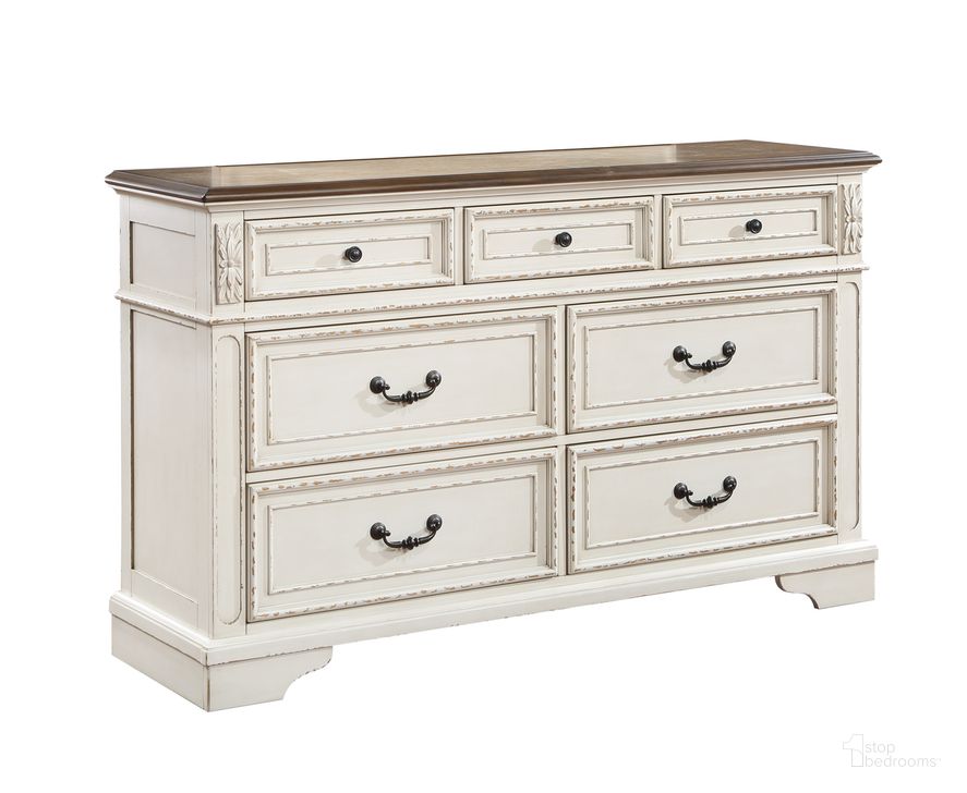 The appearance of Noble 6 Drawer Dresser In White designed by Galaxy Home Furnishings in the traditional interior design. This white piece of furniture  was selected by 1StopBedrooms from Noble Collection to add a touch of cosiness and style into your home. Sku: 601955551144. Material: Wood. Product Type: Dresser. Image1