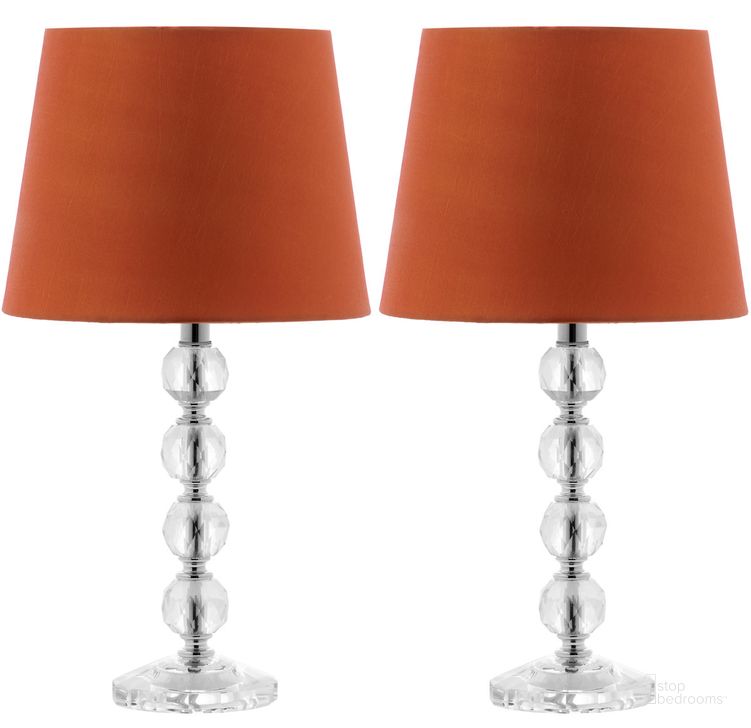 The appearance of Nola Clear and Orange 16 Inch Stacked Crystal Ball Lamp Set of 2 designed by Safavieh in the traditional interior design. This orange piece of furniture  was selected by 1StopBedrooms from Nola Collection to add a touch of cosiness and style into your home. Sku: LIT4123D-SET2. Material: Chrome. Product Type: Table Lamp. Image1