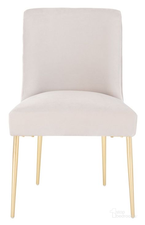 The appearance of Nolita Dining Chair In Light Grey designed by Safavieh Couture in the modern / contemporary interior design. This light grey piece of furniture  was selected by 1StopBedrooms from Nolita Collection to add a touch of cosiness and style into your home. Sku: KNT4086D. Material: Polyester. Product Type: Dining Chair. Image1