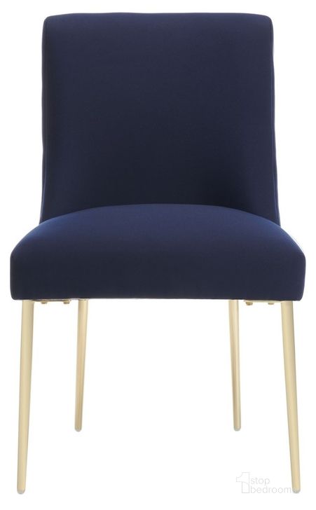 The appearance of Nolita Dining Chair In Navy designed by Safavieh Couture in the modern / contemporary interior design. This navy piece of furniture  was selected by 1StopBedrooms from Nolita Collection to add a touch of cosiness and style into your home. Sku: KNT4086I. Material: Wood. Product Type: Dining Chair. Image1