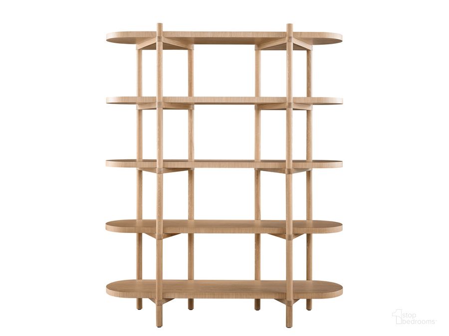The appearance of Nomad Etagere In White and Oak designed by Universal in the modern / contemporary interior design. This white and oak piece of furniture  was selected by 1StopBedrooms from Nomad Collection to add a touch of cosiness and style into your home. Sku: U181850. Material: Wood. Product Type: Etagere. Image1