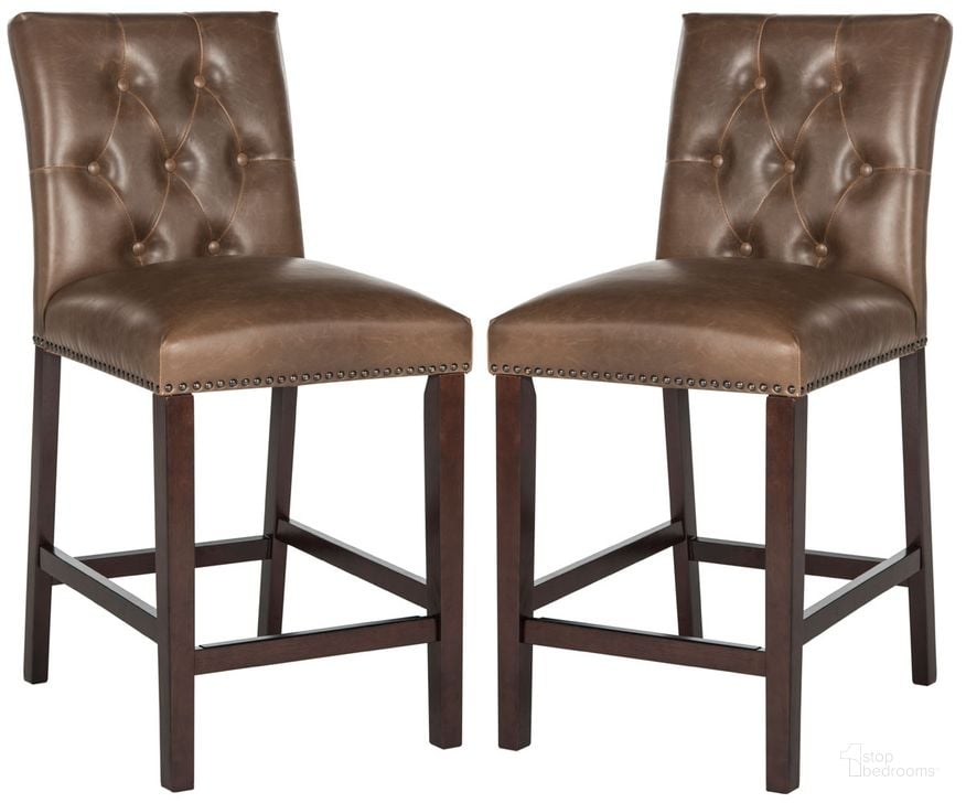 The appearance of Norah Brown and Espresso Counter Stool Set of 2 designed by Safavieh in the modern / contemporary interior design. This brown piece of furniture  was selected by 1StopBedrooms from Norah Collection to add a touch of cosiness and style into your home. Sku: FOX6209E-SET2. Product Type: Barstool. Material: Iron. Image1