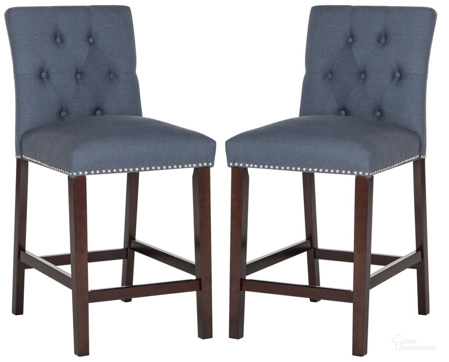 The appearance of Norah Navy and Espresso Counter Stool Set of 2 designed by Safavieh in the modern / contemporary interior design. This navy piece of furniture  was selected by 1StopBedrooms from Norah Collection to add a touch of cosiness and style into your home. Sku: FOX6209C-SET2. Product Type: Barstool. Material: Iron. Image1