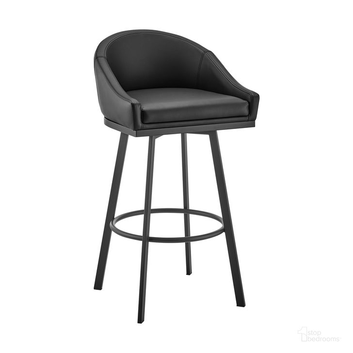 The appearance of Noran Swivel Bar Stool In Black designed by Armen Living in the modern / contemporary interior design. This black piece of furniture  was selected by 1StopBedrooms from Noran Collection to add a touch of cosiness and style into your home. Sku: 840254335721. Material: Metal. Product Type: Barstool. Image1