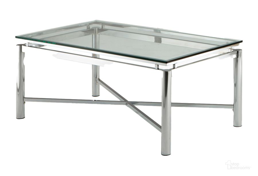 The appearance of Nova Glass Top Rectangular Cocktail Table designed by Steve Silver in the modern / contemporary interior design. This silver piece of furniture  was selected by 1StopBedrooms from Nova Collection to add a touch of cosiness and style into your home. Sku: NV100CB;NV100CT. Material: Glass. Product Type: Cocktail Table. Image1