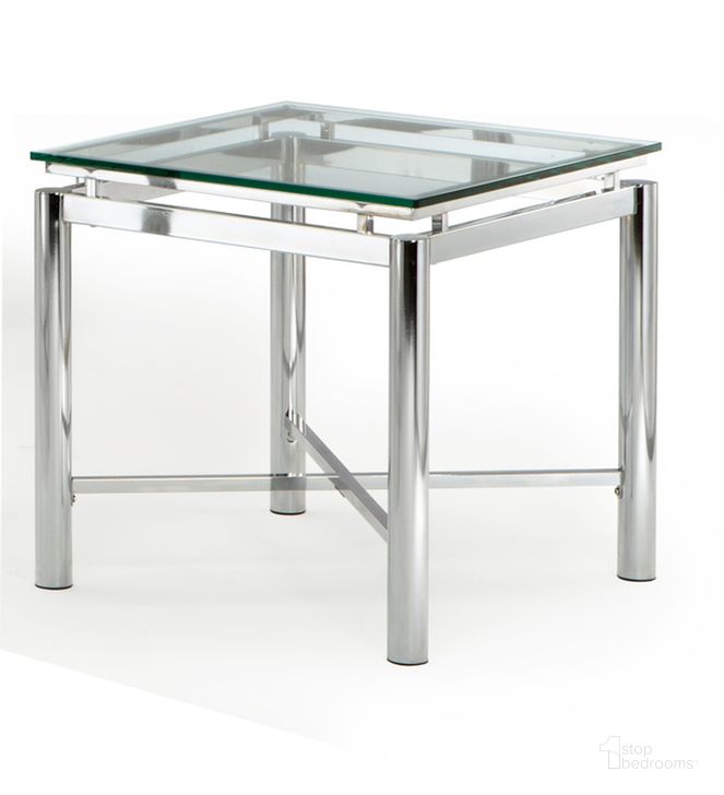 The appearance of Nova Glass Top Rectangular End Table designed by Steve Silver in the modern / contemporary interior design. This silver piece of furniture  was selected by 1StopBedrooms from Nova Collection to add a touch of cosiness and style into your home. Sku: NV100EB;NV100ET. Material: Glass. Product Type: End Table. Image1