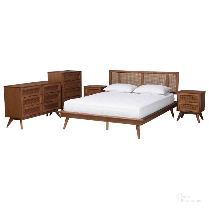 The appearance of Nura Wood and Rattan 5 Piece Full Bedroom Set In Walnut Brown designed by Baxton Studio in the transitional interior design. This walnut brown piece of furniture  was selected by 1StopBedrooms from Nura Collection to add a touch of cosiness and style into your home. Sku: Nura-Ash Walnut Rattan-Full 5PC Bedroom Set. Product Type: Bedroom Set. Material: Rubberwood. Image1