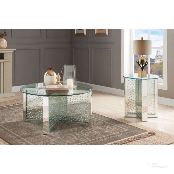 The appearance of Nysa Mirrored and Faux Crystals End Table designed by ACME in the glam interior design. This silver piece of furniture  was selected by 1StopBedrooms from Nysa Collection to add a touch of cosiness and style into your home. Sku: 80215. Material: Wood. Product Type: End Table. Image1