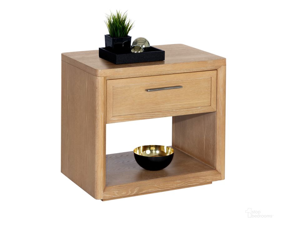 The appearance of Oakville Nightstand In Natural designed by Sunpan in the modern / contemporary interior design. This natural piece of furniture  was selected by 1StopBedrooms from Oakville Collection to add a touch of cosiness and style into your home. Sku: 107464. Material: Wood. Product Type: Nightstand. Image1