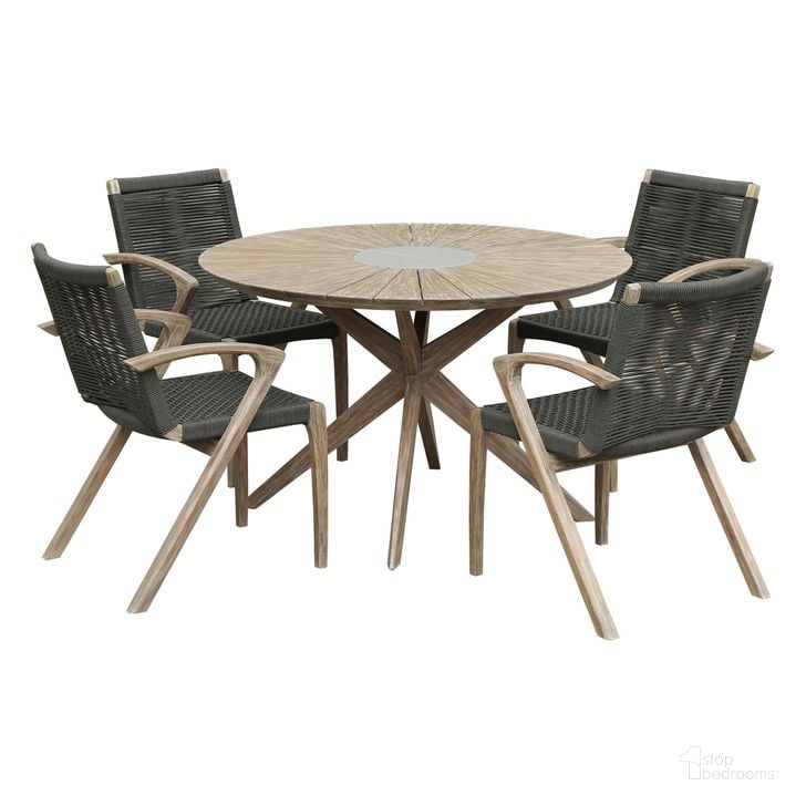 The appearance of Oasis and Brielle Outdoor 5 Piece Dining Set In Eucalyptus designed by Armen Living in the modern / contemporary interior design. This eucalyptus piece of furniture  was selected by 1StopBedrooms from Oasis Collection to add a touch of cosiness and style into your home. Sku: LCOADIWDLT;LCBLSICH;LCBLSICH. Material: Stone. Product Type: Outdoor Dining Set. Image1