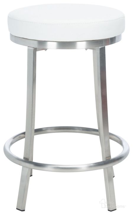 The appearance of Obito Swivel Counter Stool in White designed by Safavieh in the modern / contemporary interior design. This white piece of furniture  was selected by 1StopBedrooms from Obito Collection to add a touch of cosiness and style into your home. Sku: BST3004A. Material: Metal. Product Type: Barstool. Image1