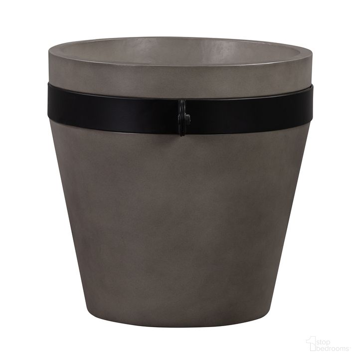 The appearance of Obsidian Medium Indoor or Outdoor Planter In Gray Concrete with Black Accent designed by Armen Living in the modern / contemporary interior design. This black piece of furniture  was selected by 1StopBedrooms from Obsidian Collection to add a touch of cosiness and style into your home. Sku: LCOBPLGRBL. Product Type: Planter. Material: Concrete. Image1