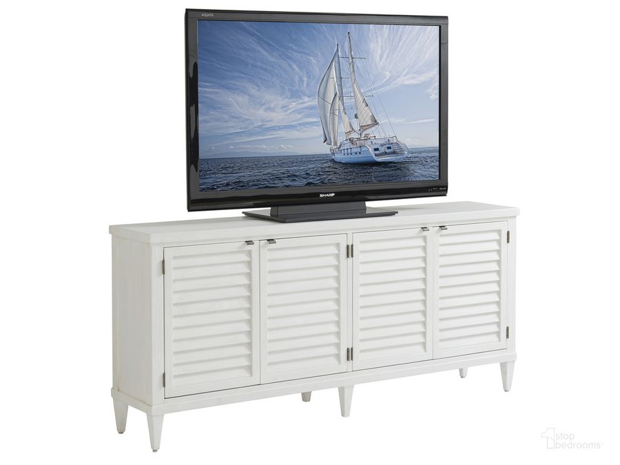 The appearance of Ocean Breeze Lantern Bay Media Console designed by Tommy Bahama in the transitional interior design. This brown piece of furniture  was selected by 1StopBedrooms from Ocean Breeze Collection to add a touch of cosiness and style into your home. Sku: 01-0570-908. Material: Wood. Product Type: Media Console. Image1