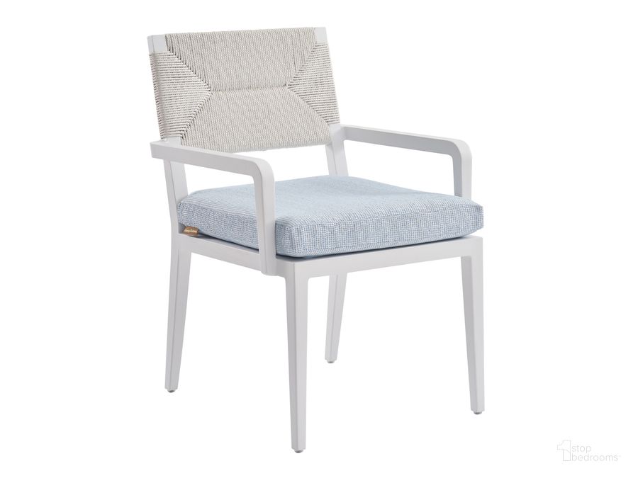 The appearance of Ocean Breeze Promenade Arm Dining Chair designed by Tommy Bahama in the coastal interior design. This  piece of furniture  was selected by 1StopBedrooms from Ocean Breeze Promenade Collection to add a touch of cosiness and style into your home. Sku: 01-3460-13-40. Product Type: Outdoor Dining Chair. Image1