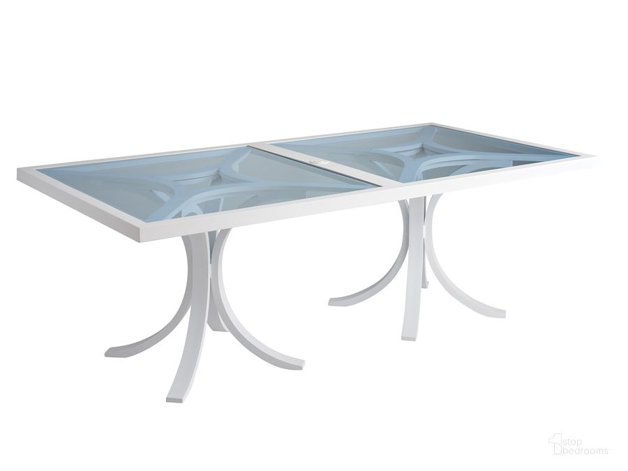 The appearance of Ocean Breeze Promenade Rectangular Dining Table designed by Tommy Bahama in the coastal interior design. This white piece of furniture  was selected by 1StopBedrooms from Ocean Breeze Promenade Collection to add a touch of cosiness and style into your home. Sku: 01-3460-876C. Product Type: Outdoor Dining Table. Size: 88". Image1