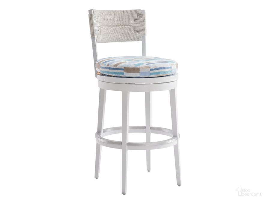 The appearance of Ocean Breeze Promenade Swivel Bar Stool designed by Tommy Bahama in the coastal interior design. This  piece of furniture  was selected by 1StopBedrooms from Ocean Breeze Promenade Collection to add a touch of cosiness and style into your home. Sku: 01-3460-16SW-40. Product Type: Outdoor Bar Furniture. Image1