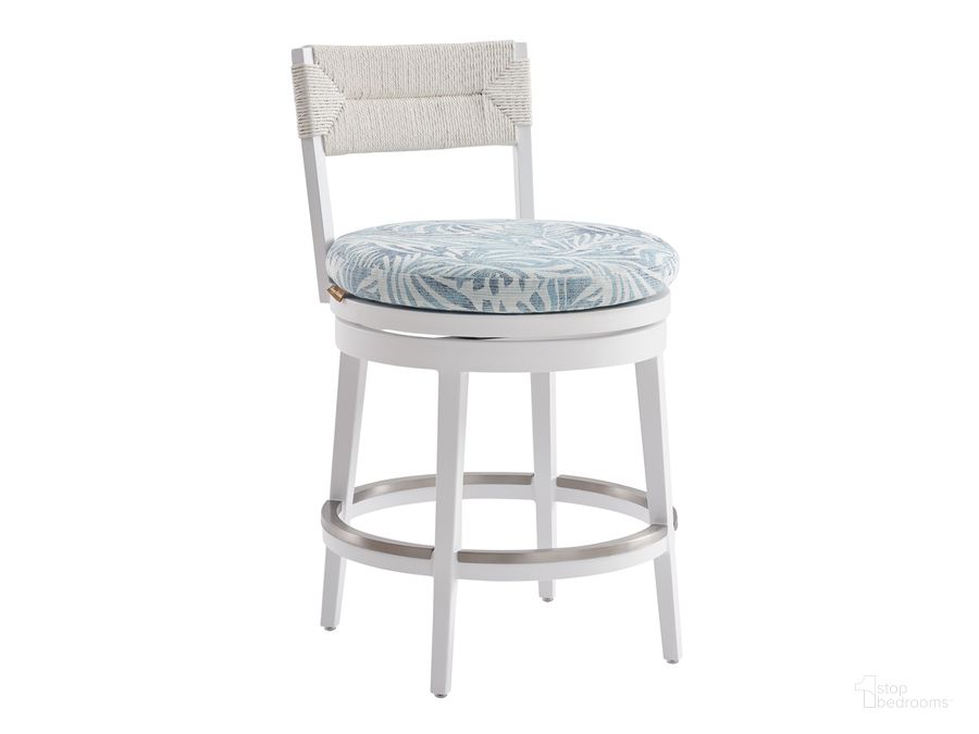The appearance of Ocean Breeze Promenade Swivel Counter Stool designed by Tommy Bahama in the coastal interior design. This  piece of furniture  was selected by 1StopBedrooms from Ocean Breeze Promenade Collection to add a touch of cosiness and style into your home. Sku: 01-3460-17SW-40. Product Type: Outdoor Bar Furniture. Image1