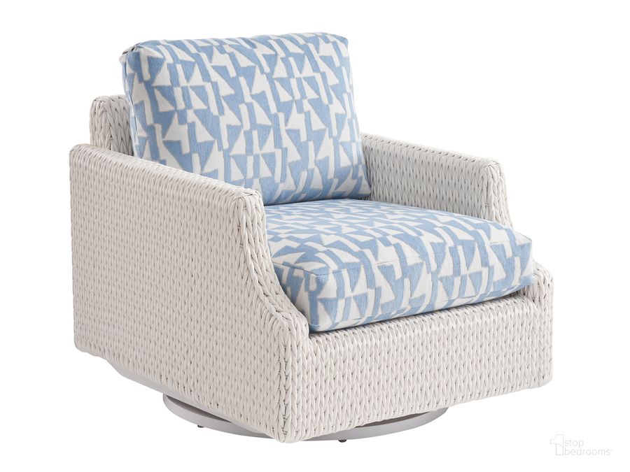 The appearance of Ocean Breeze Promenade Swivel Glider Lounge Chair designed by Tommy Bahama in the coastal interior design. This  piece of furniture  was selected by 1StopBedrooms from Ocean Breeze Promenade Collection to add a touch of cosiness and style into your home. Sku: 01-3460-11SG-40. Product Type: Outdoor Lounge Chair. Image1