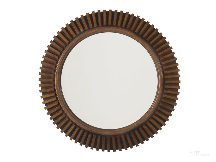 The appearance of Ocean Club Reflections Mirror designed by Tommy Bahama in the transitional interior design. This brown piece of furniture  was selected by 1StopBedrooms from Ocean Club Collection to add a touch of cosiness and style into your home. Sku: 01-0536-902. Material: Rattan. Product Type: Dresser Mirror. Image1