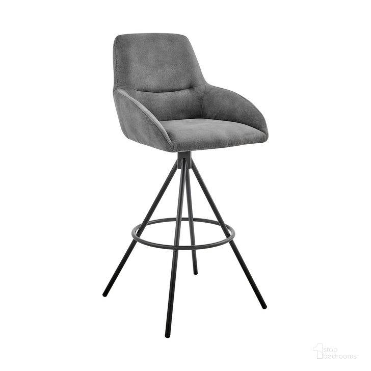 The appearance of Odessa 26 Inch Counter Height Bar Stool In Charcoal Fabric and Black Finish designed by Armen Living in the modern / contemporary interior design. This charcoal piece of furniture  was selected by 1StopBedrooms from Odessa Collection to add a touch of cosiness and style into your home. Sku: LCODBACH26. Material: Fabric. Product Type: Barstool. Image1