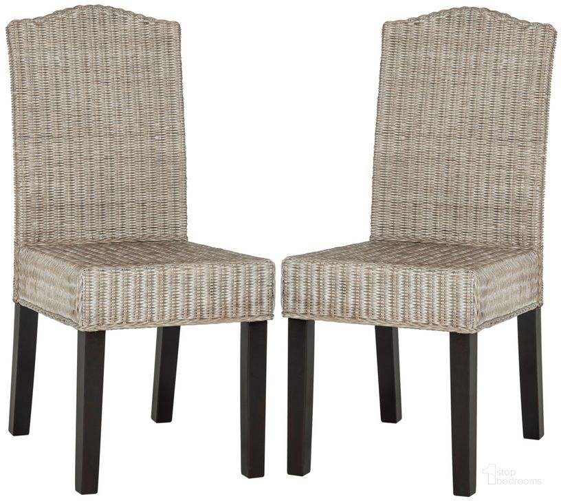The appearance of Odette Antique Grey 19 Inch Wicker Dining Chair Set of 2 designed by Safavieh in the traditional interior design. This antique grey piece of furniture  was selected by 1StopBedrooms from Odette Collection to add a touch of cosiness and style into your home. Sku: SEA8015B-SET2. Product Type: Dining Chair. Material: Rattan. Image1
