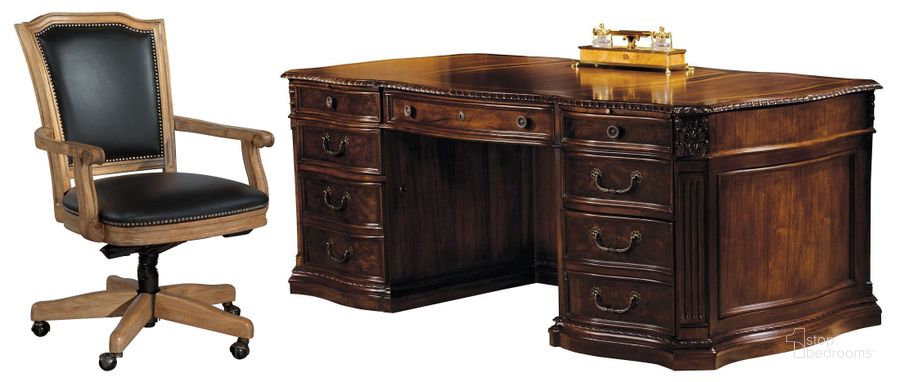The appearance of Old World Walnut Executive Desk Home Office Set designed by Hekman in the traditional interior design. This brown piece of furniture  was selected by 1StopBedrooms from Old World Collection to add a touch of cosiness and style into your home. Sku: 79160P;79160T;79257B. Material: Wood. Product Type: Home Office Set. Image1