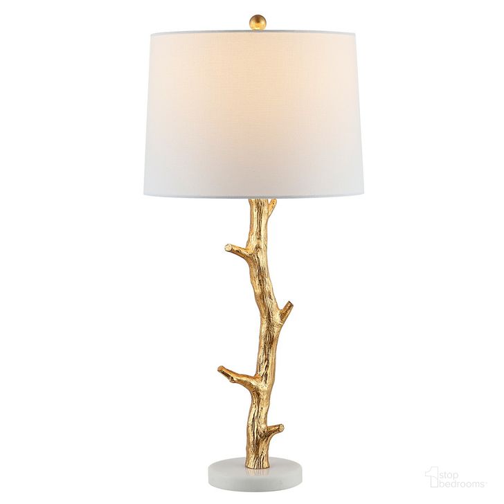 The appearance of Olenna Resin Table Lamp in Gold designed by Safavieh in the modern / contemporary interior design. This gold piece of furniture  was selected by 1StopBedrooms from Olenna Collection to add a touch of cosiness and style into your home. Sku: TBL4298A. Product Type: Table Lamp. Image1