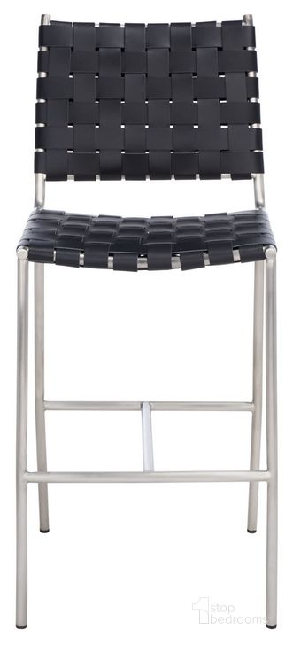 The appearance of Olenna Woven Counter Stool in Black BST3011E designed by Safavieh in the modern / contemporary interior design. This silver and black piece of furniture  was selected by 1StopBedrooms from Olenna Collection to add a touch of cosiness and style into your home. Sku: BST3011E. Material: Metal. Product Type: Barstool. Image1