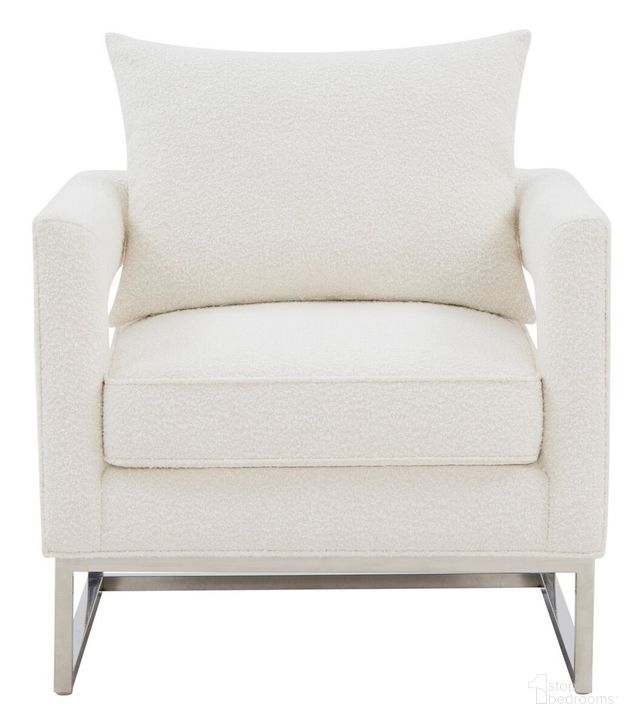 The appearance of Olivya Club Chair In Ivory And Silver designed by Safavieh Couture in the modern / contemporary interior design. This ivory and silver piece of furniture  was selected by 1StopBedrooms from Olivya Collection to add a touch of cosiness and style into your home. Sku: KNT7019D. Material: Wood. Product Type: Accent Chair. Image1